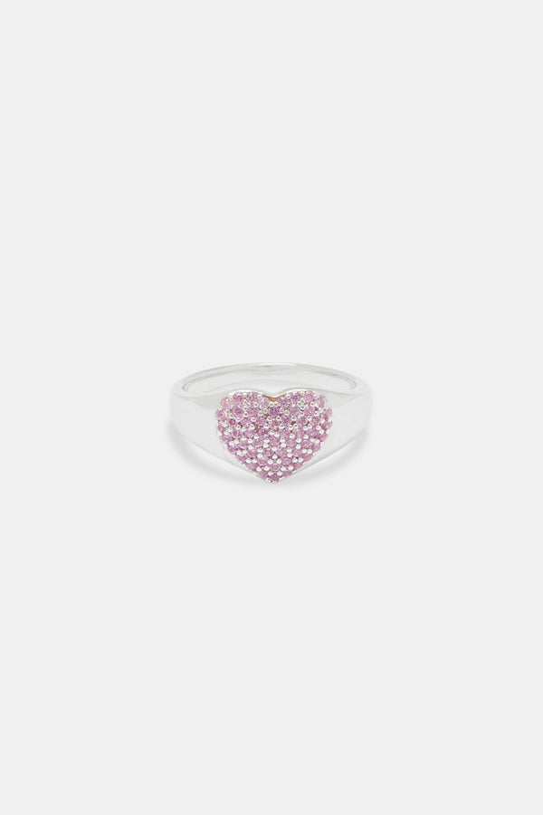 Iced Pink  Heart Ring - 10mm