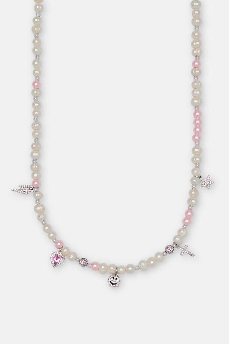 Iced Pink Mixed Motif Freshwater Pearl Necklace