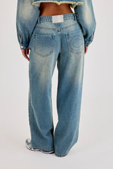 Womens Low Rise Baggy Jean - Antique Wash