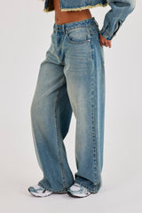 Womens Low Rise Baggy Jean - Antique Wash