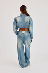 Super Crop Shoulder Pad Denim Jacket & Jean - Antique Wash