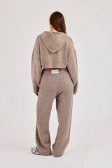C Intarsia Cropped Zip Through Hoodie & Jogger – Taupe