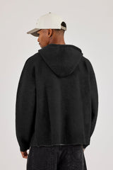 Mens C Knitted Zip Through Hoodie - Black