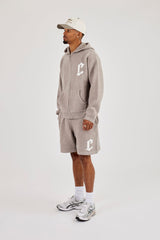 Mens C Knitted Zip Through Hoodie - Stone