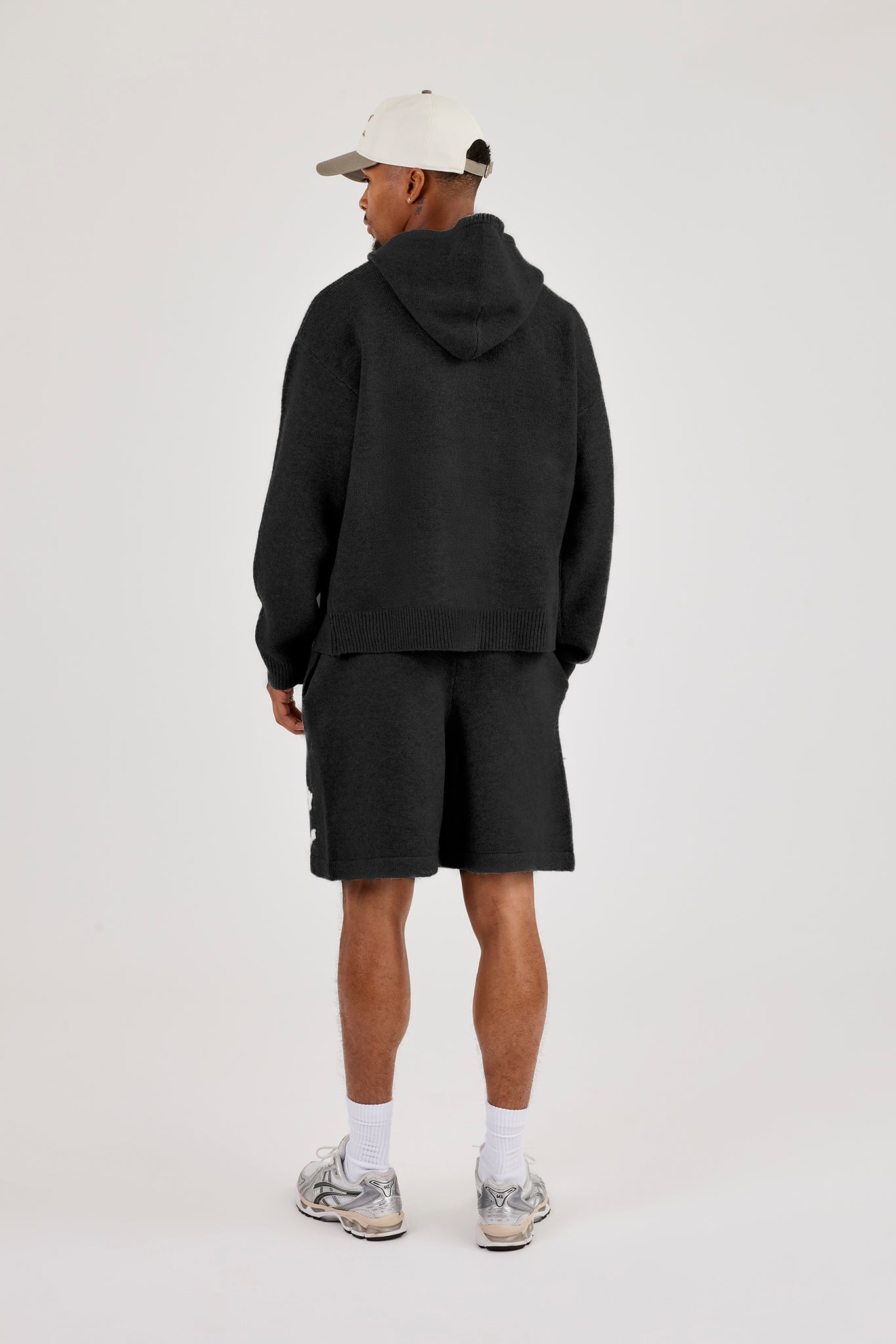 Mens C Knitted Zip Through Hoodie & Relaxed Short - Black