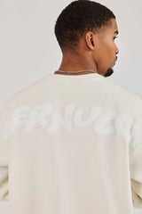 Knitted Back Intarsia Sweatshirt - Off White