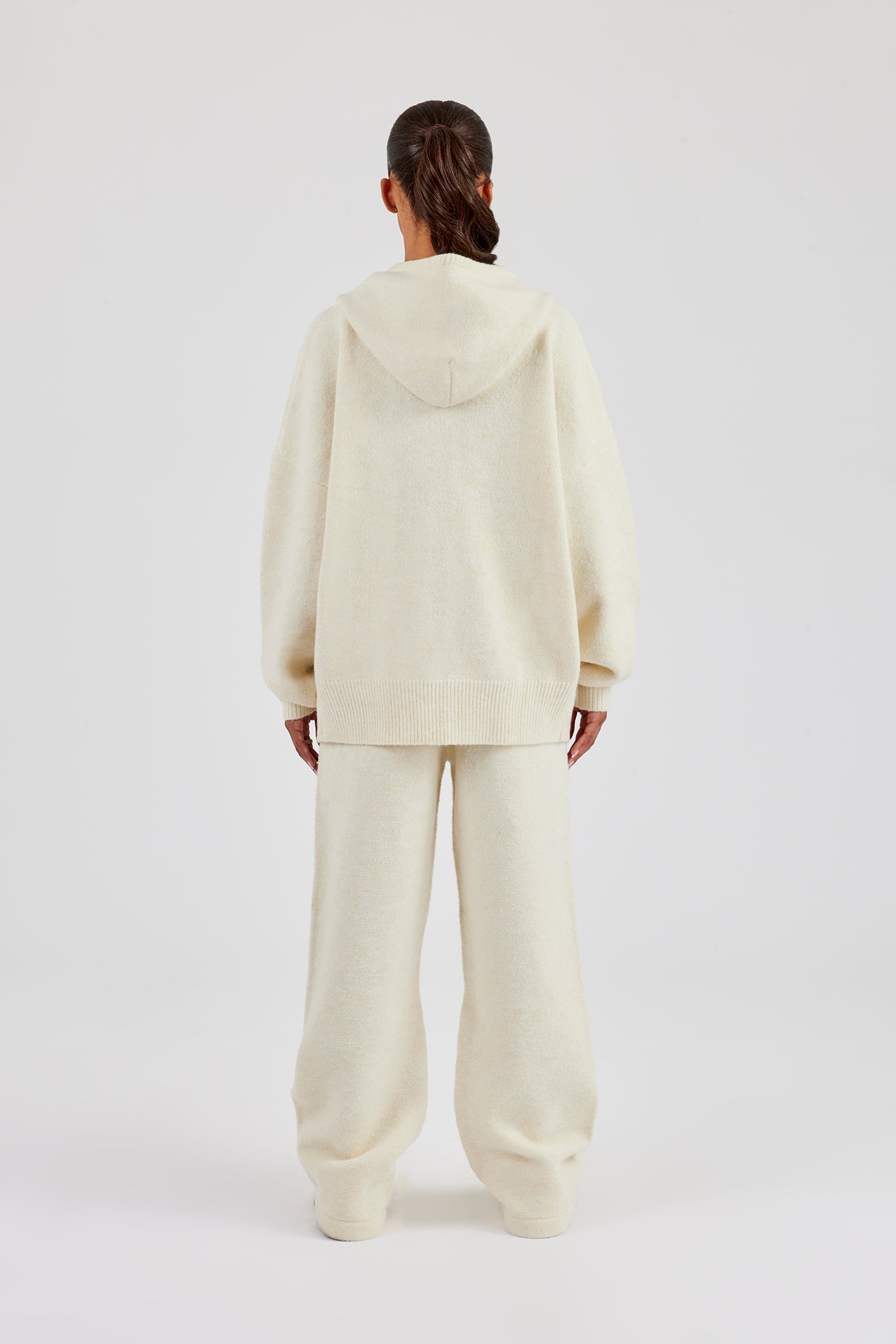 Hooded Zip Through Knitted Tracksuit  Butter Yellow