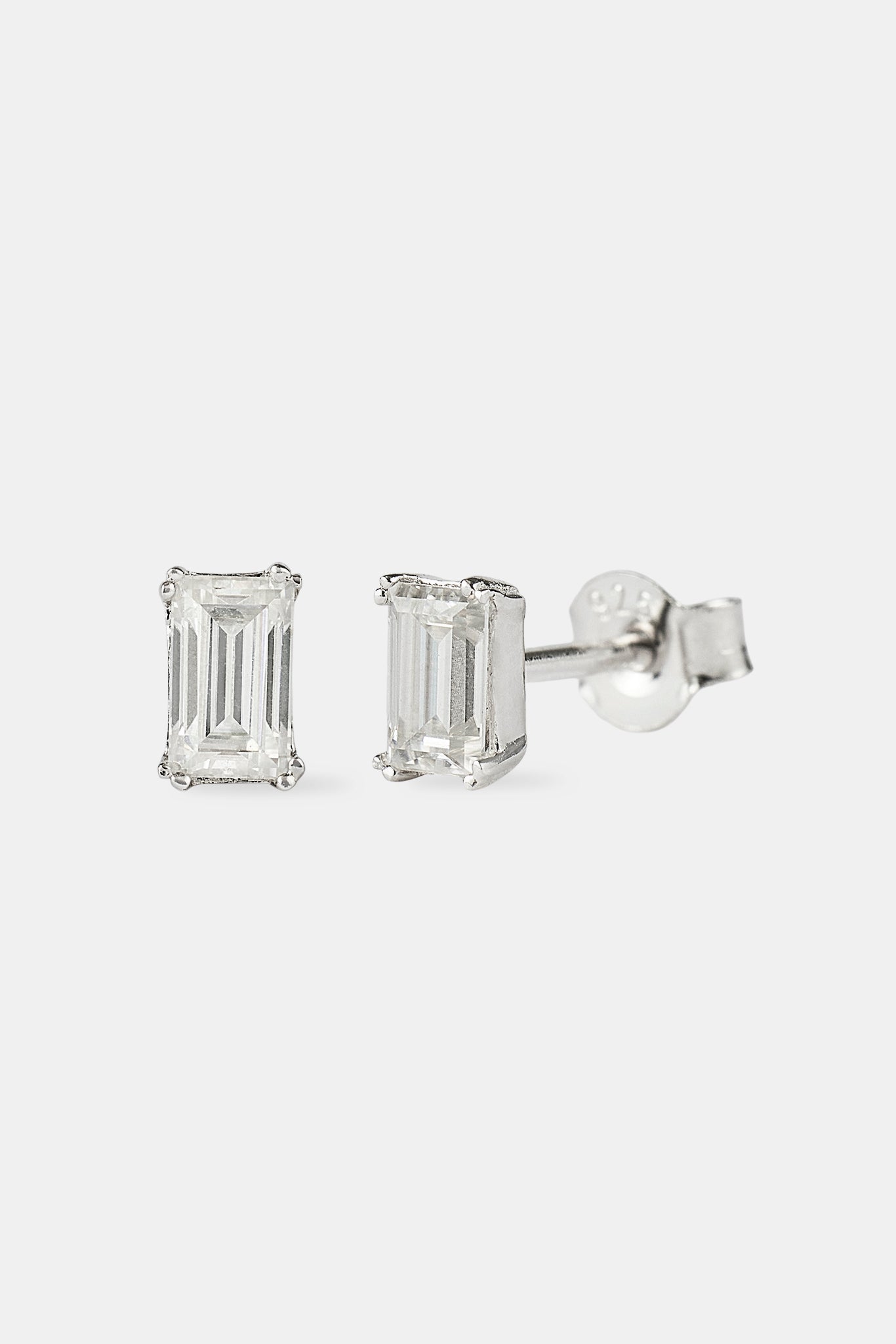 Moissanite Baguette Stud Earrings - 5mm