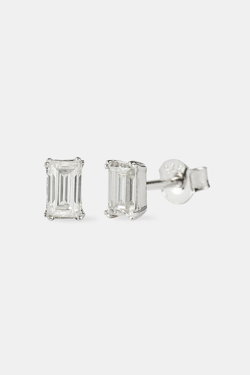 Moissanite Baguette Stud Earrings - 5mm