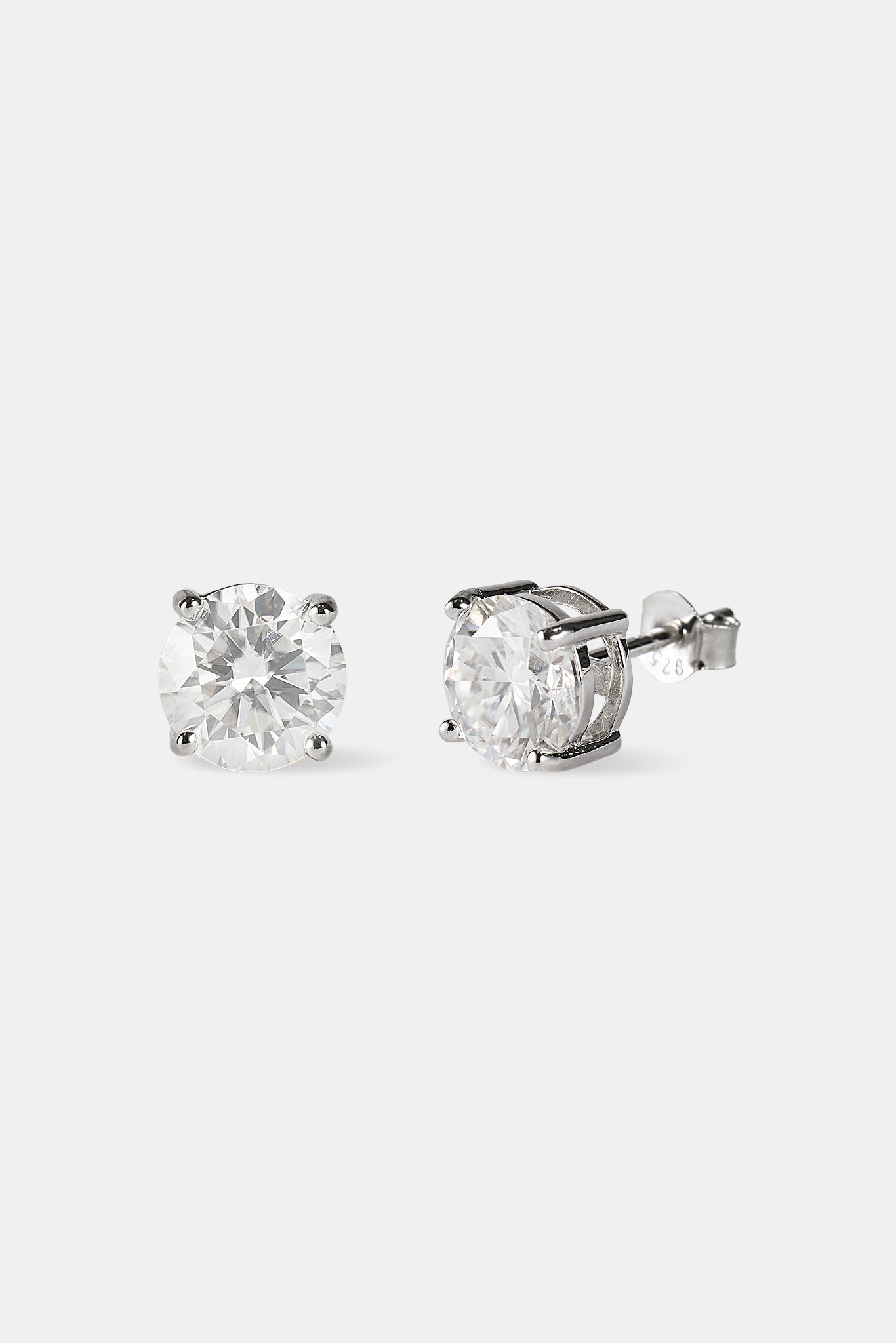 Moissanite Stud Earrings - 8mm - White