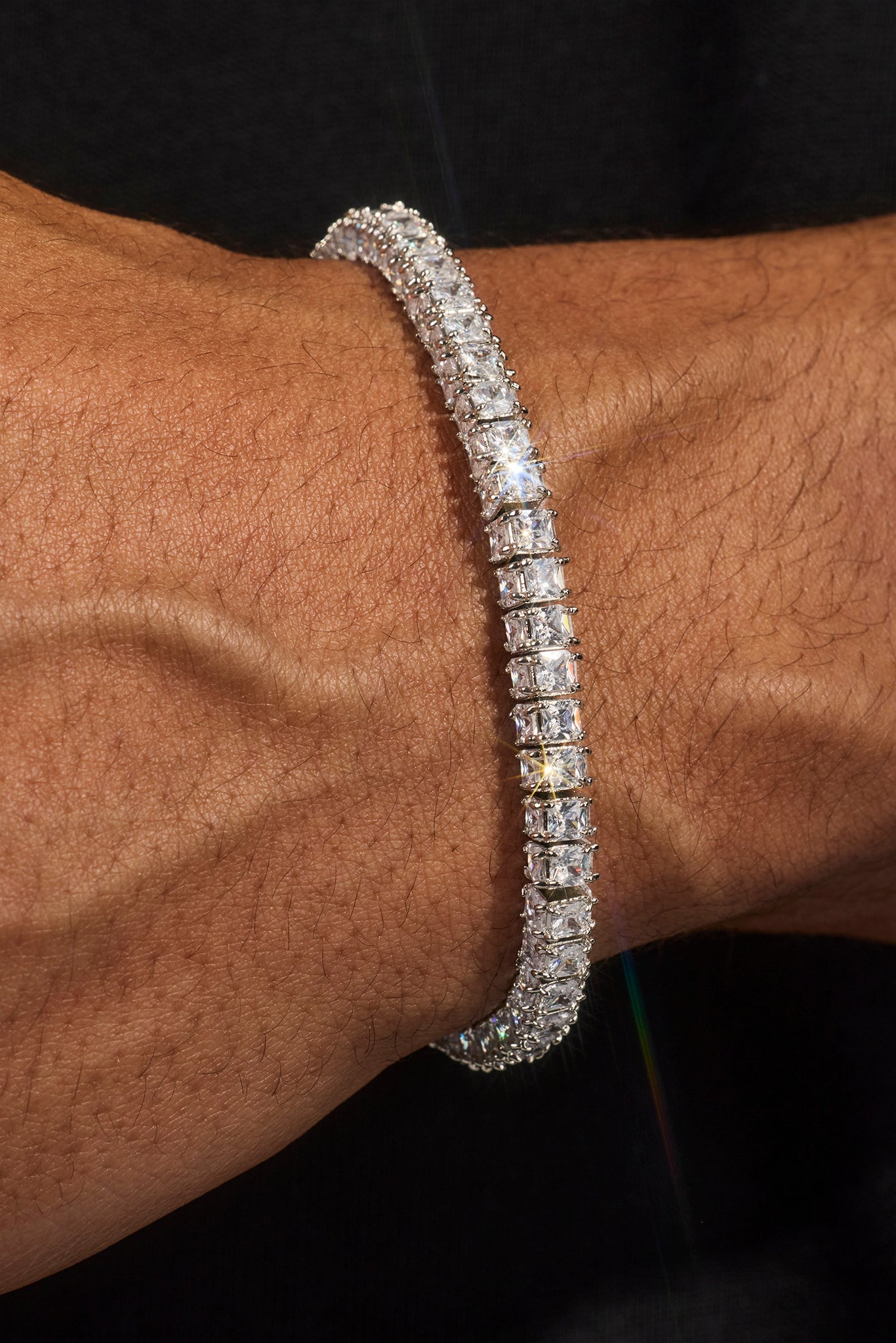 3 Sided Tennis Bracelet - 5mm - White