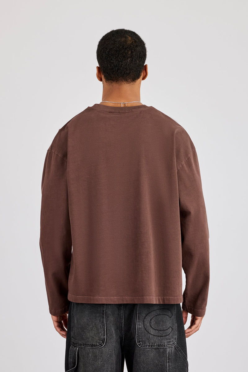 Washed Long Sleeve T-Shirt - Chocolate