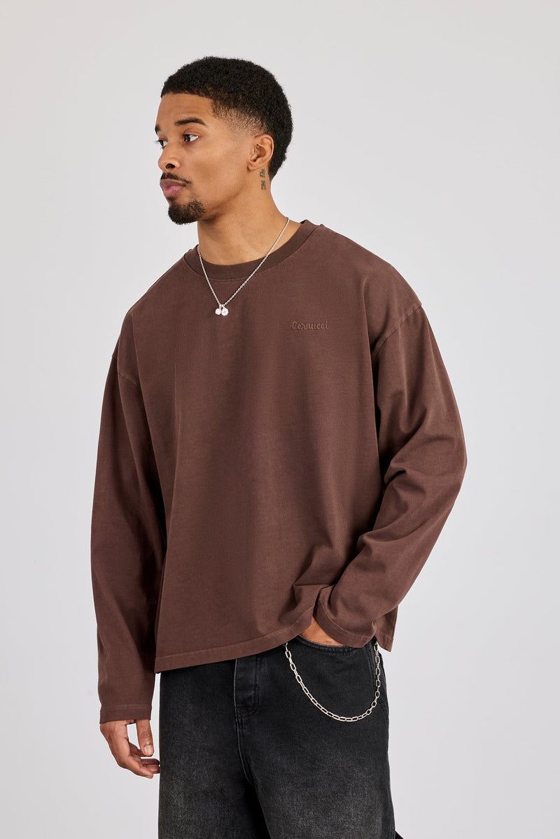 Washed Long Sleeve T-Shirt - Chocolate