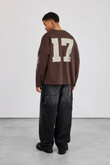 Sleeve Print Long Sleeve T-Shirt - Chocolate
