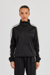 Womens Poly Smooth Taping Track Top - Black