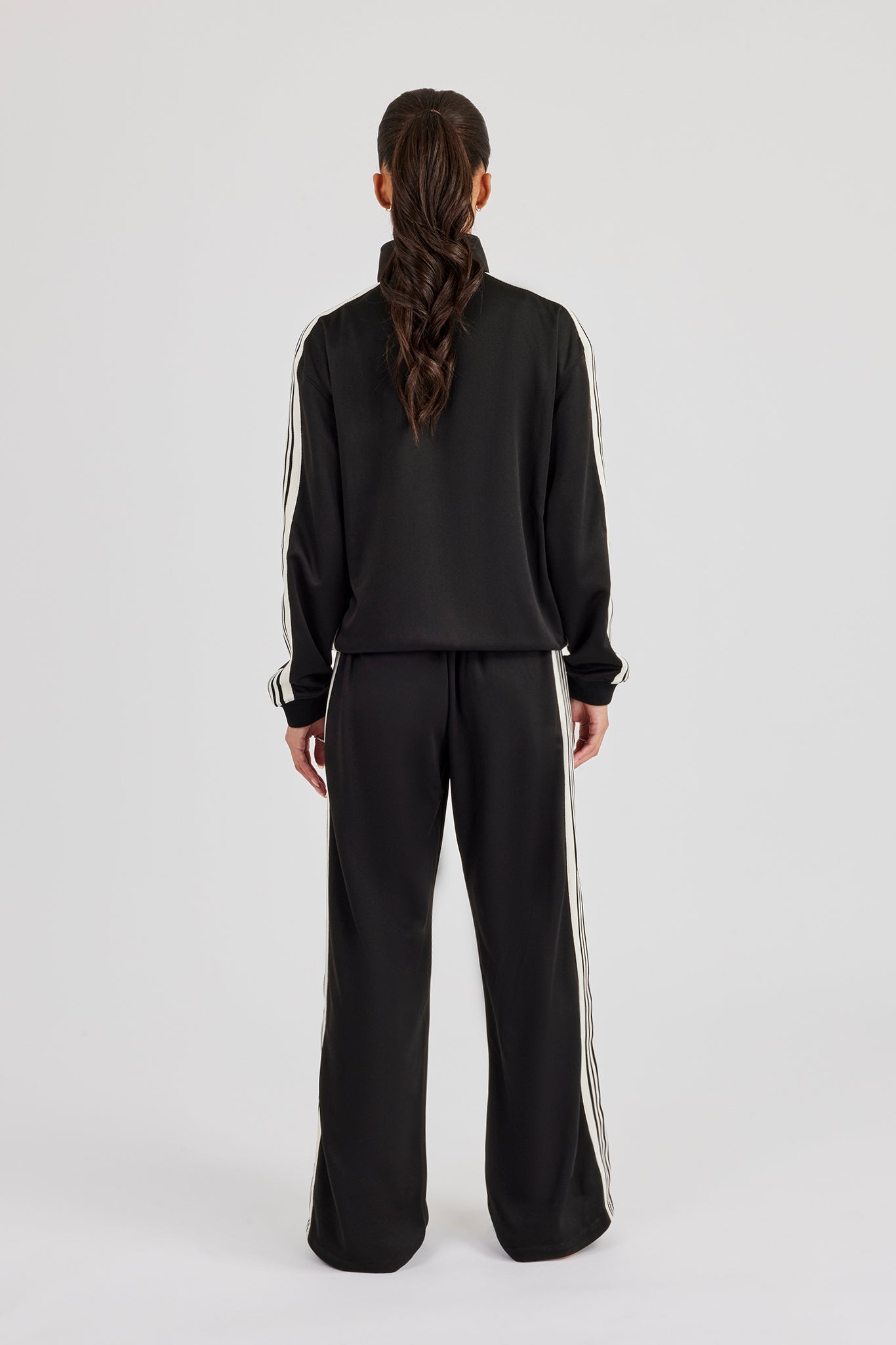 Womens Poly Smooth Taping Track Top & Track Pant - Black