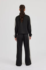Womens Poly Smooth Taping Track Top & Track Pant - Black