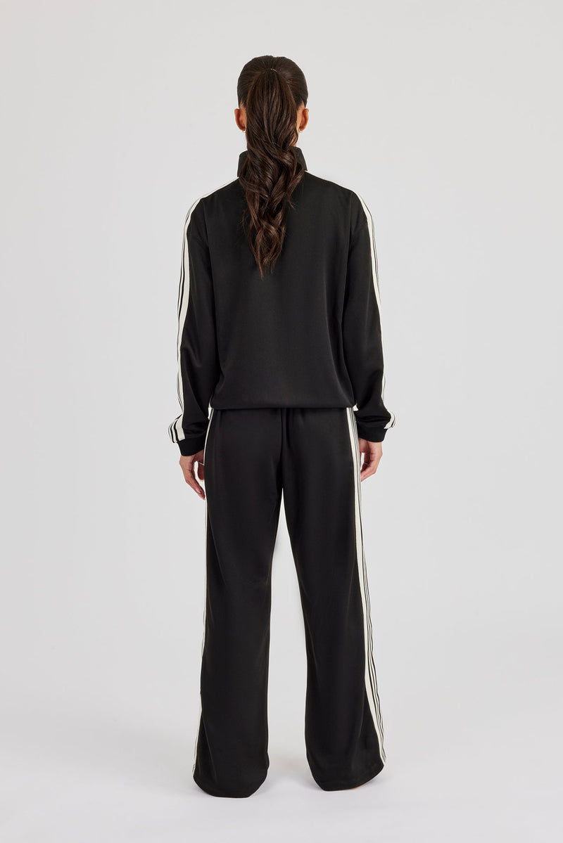 Womens Poly Smooth Taping Track Top & Track Pant - Black