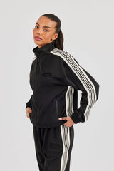 Womens Poly Smooth Taping Track Top - Black
