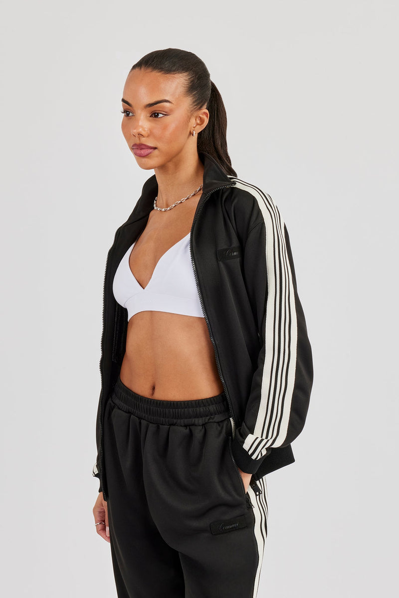 Womens Poly Smooth Taping Track Top - Black | Womens Outerwear | Shop ...