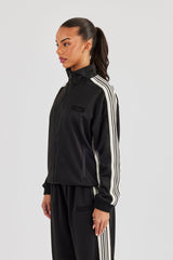 Womens Poly Smooth Taping Track Top - Black