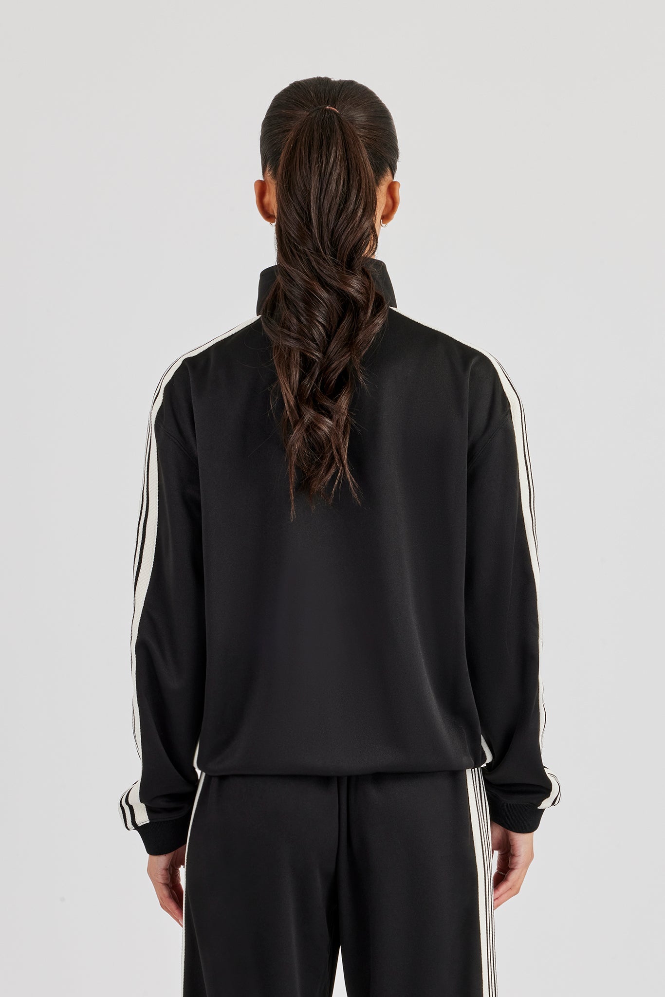 Womens Poly Smooth Taping Track Top - Black