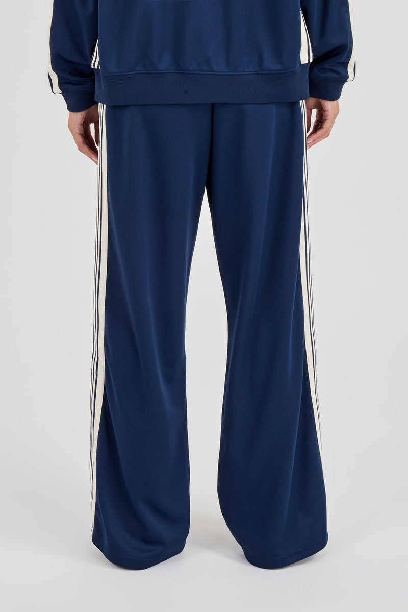Womens Poly Smooth Taping Track Pant - Navy Blue