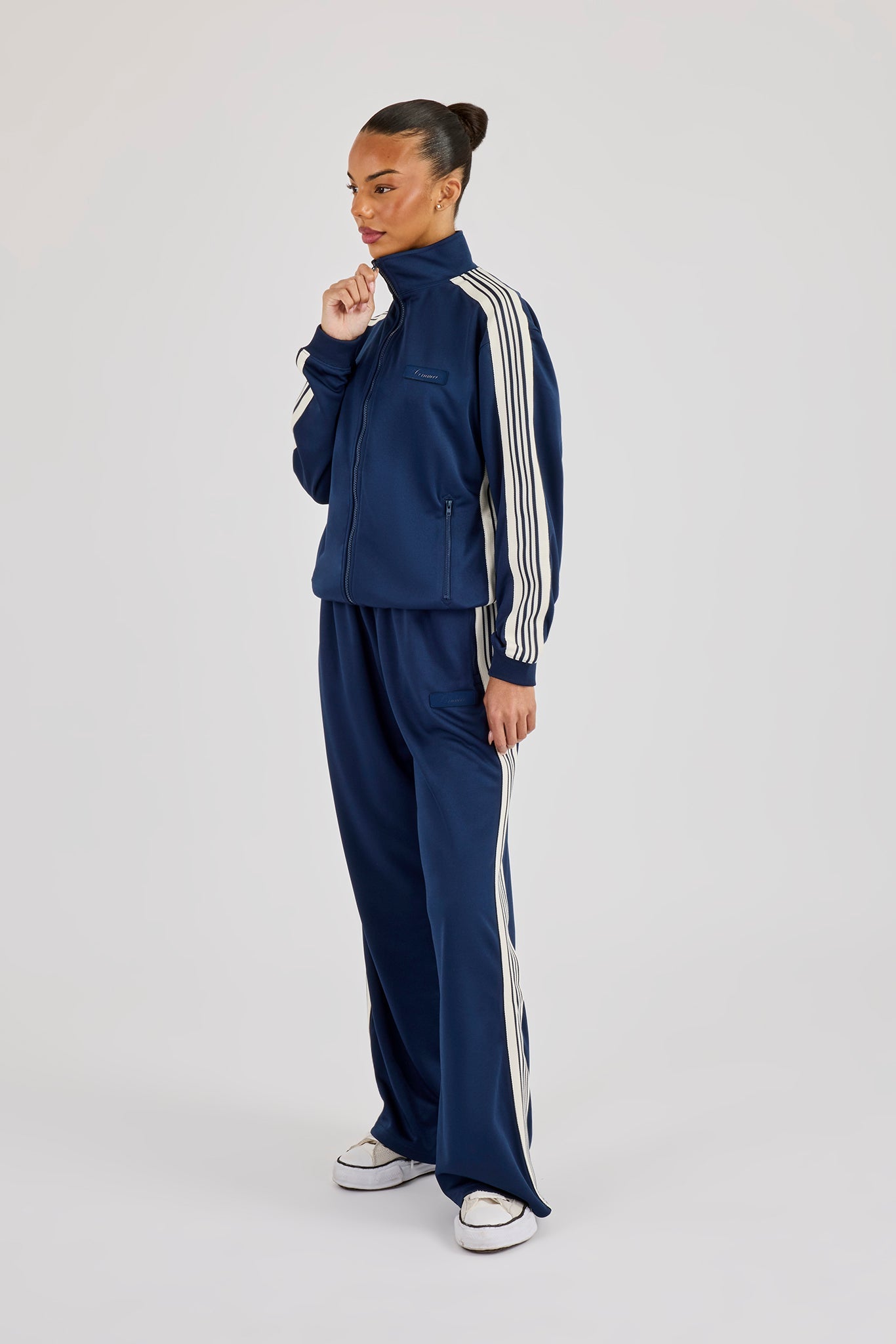 Womens Poly Smooth Taping Track Top - Navy Blue