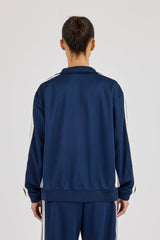 Womens Poly Smooth Taping Track Top - Navy Blue