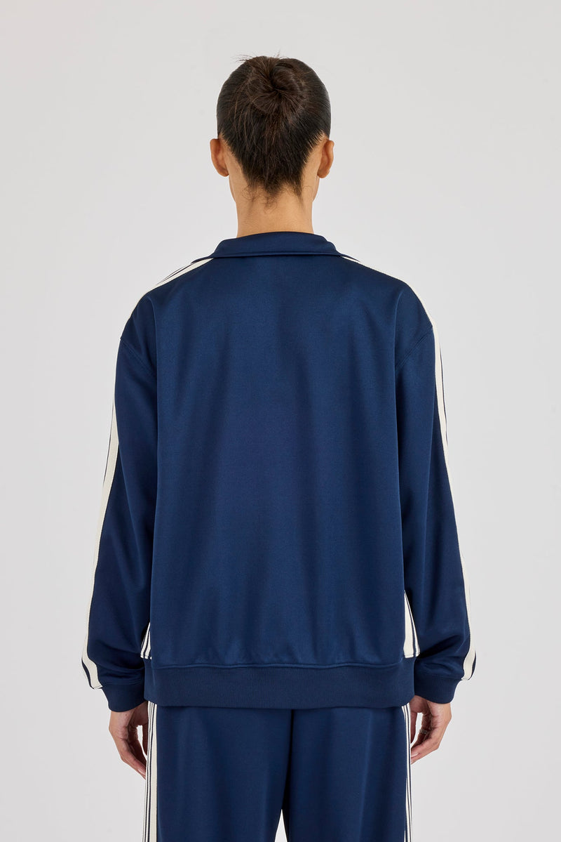 Womens Poly Smooth Taping Track Top - Navy Blue