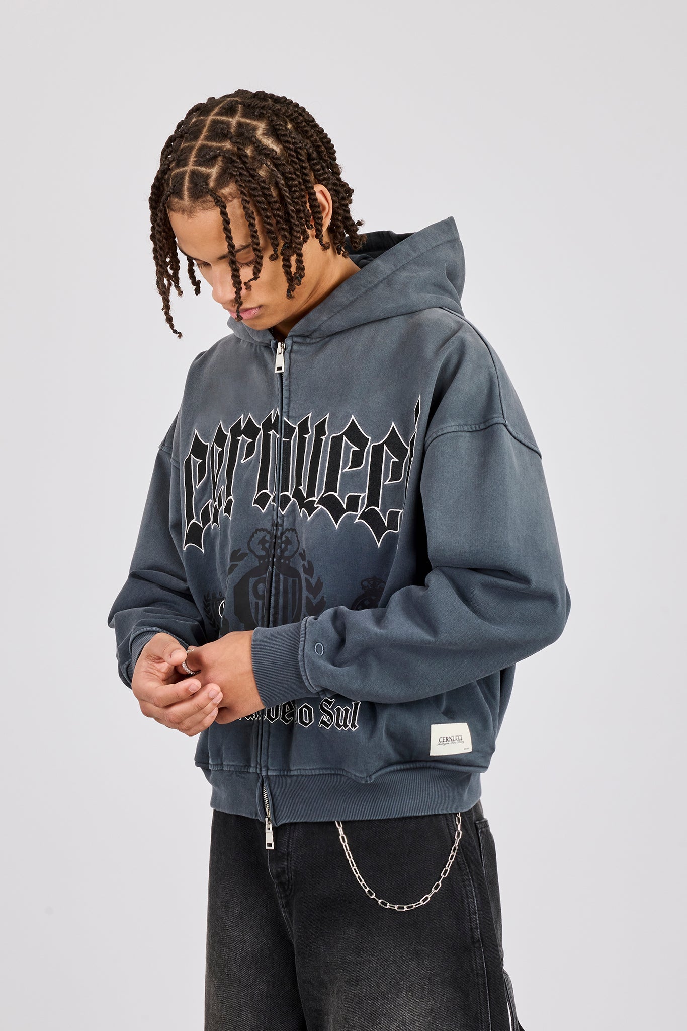 Washed Rio Grande do Sul Zip Hoodie - Charcoal