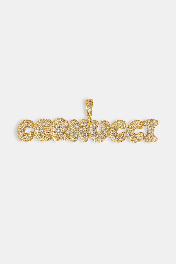 Iced Bubble Font Letter Pendant - 20mm - Gold