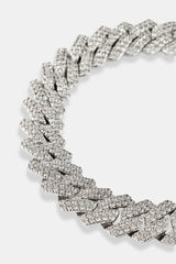 Iced Prong Cuban Chain - 19mm - White
