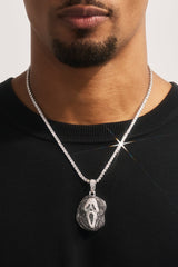 Iced Mask Face Pendant - 40mm - White