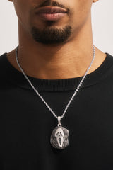 Iced Mask Face Pendant - 40mm - White