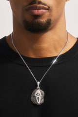 Iced Mask Face Pendant - 40mm - White