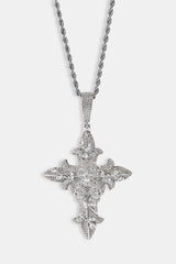 Iced Skull Cross Pendant - 60mm - White