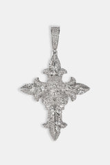 Iced Skull Cross Pendant - 60mm - White