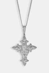 Iced Skull Cross Pendant - 60mm - White