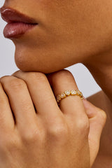 Mother Of Pearl Heart Band Ring - 5mm - Gold