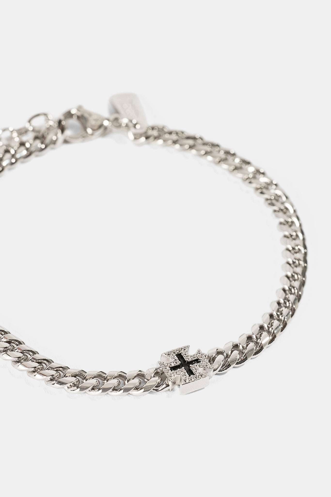 Black Enamel Motif Miami Cuban Bracelet - 8mm