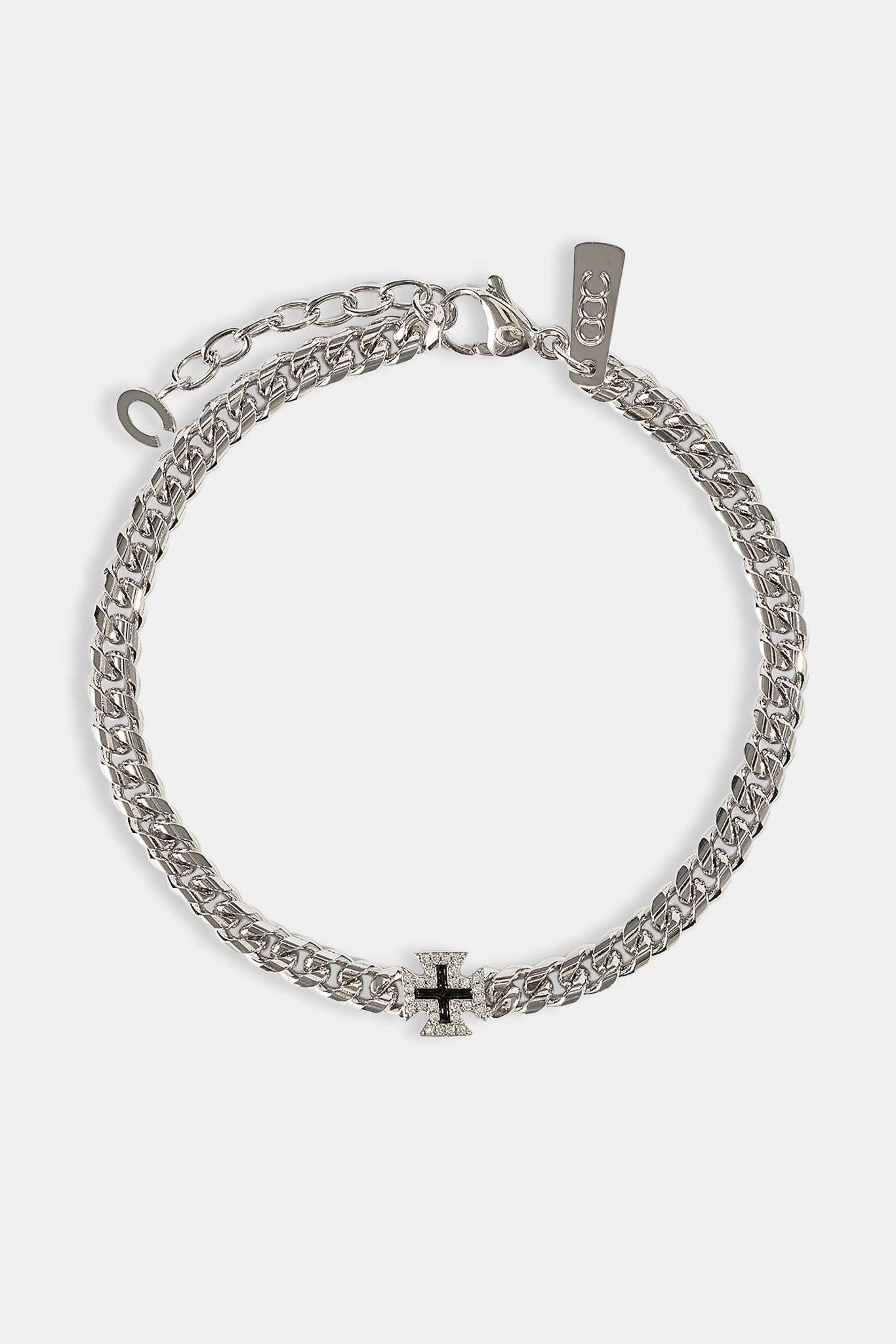 Black Enamel Motif Miami Cuban Bracelet - 8mm