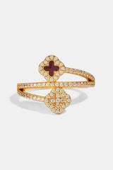 Iced and Burgundy Enamel Motif Twist Ring - 15mm