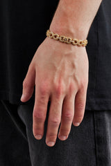 Chocolate Baguette Motif Infinity Bracelet - 10mm - Gold