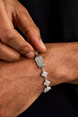 Clear Baguette Motif Bracelet - 8mm - White