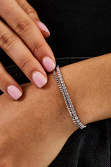 Double Layer Micro Tennis & Cuban Bracelet - 2.5mm - White