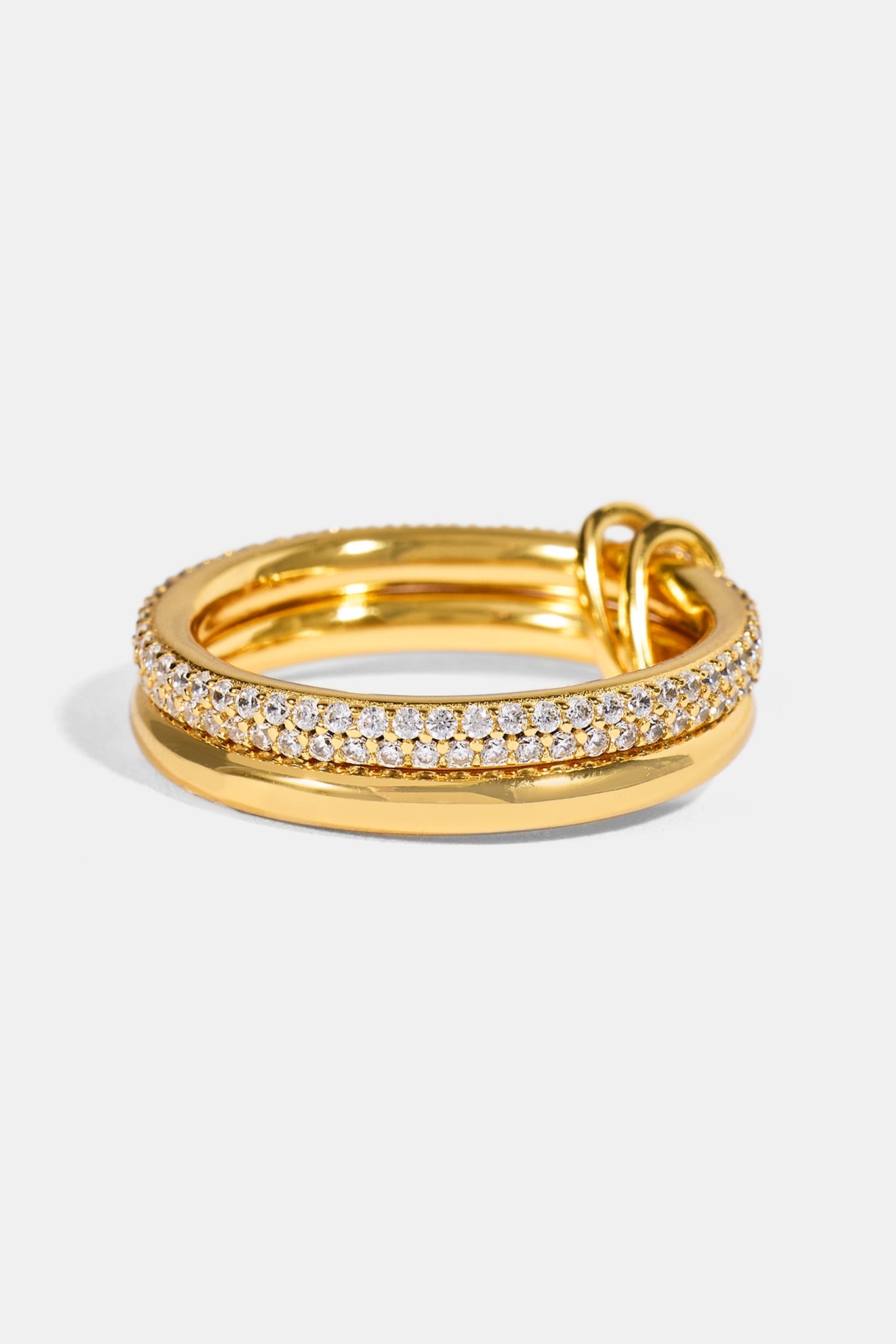 Double Row Polished & Iced Mix Ring - 8mm - Gold