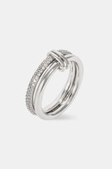Double Row Polished & Iced Mix Ring - 8mm - White