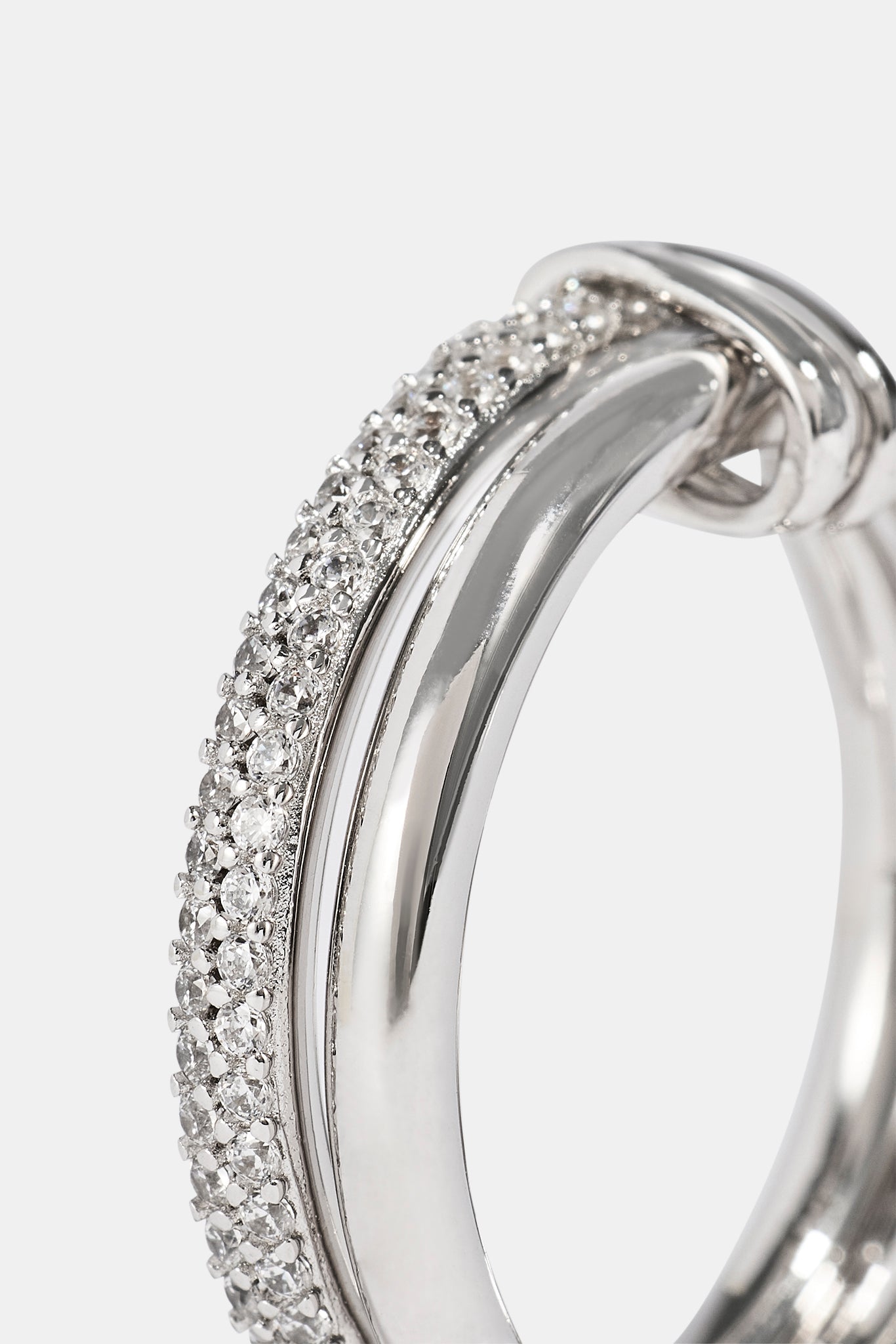 Double Row Polished & Iced Mix Ring - 8mm - White