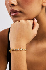 Motif & Circle CZ Multigem Bracelet - 6mm - Gold